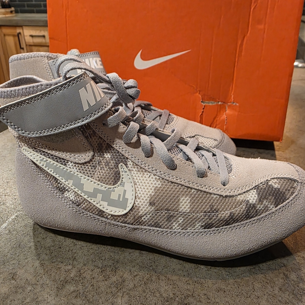 Nike Gray and White High-Top Sneakers